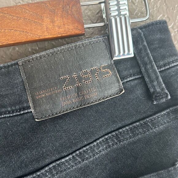 Zara Z1975 Denim Womens Black Wash High Rise Flare Leg Jeans - Picture 6 of 7